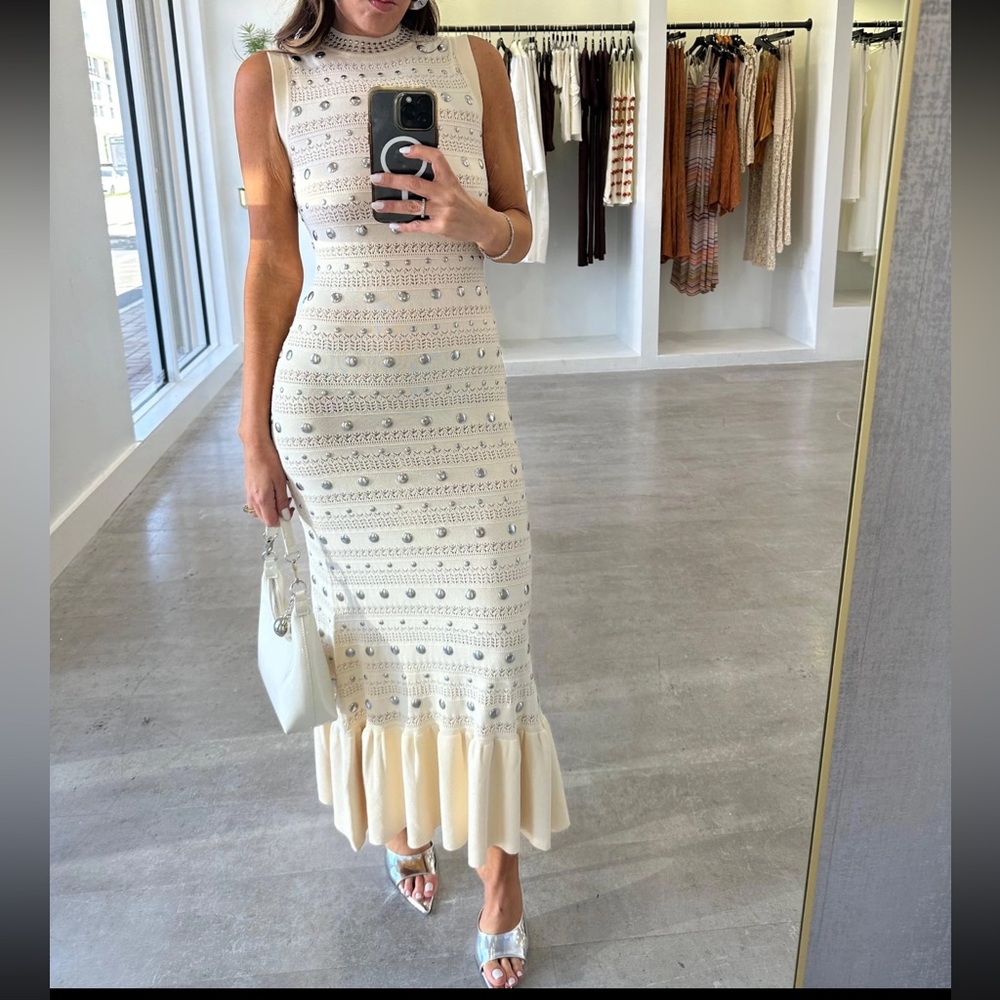 Cream Maxi Stud Dress